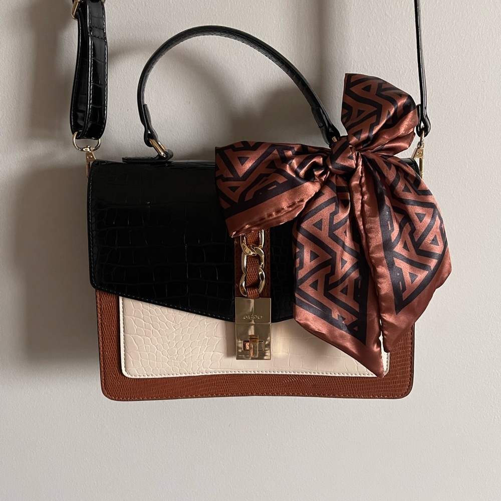 Elegant Black and Brown Handbag with Bow ALDO